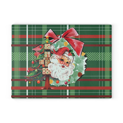 Mahjong Christmas Vintage Santa Glass Cutting Board