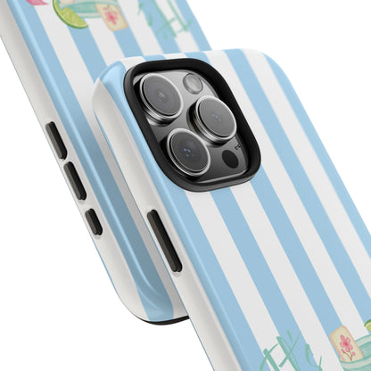 Mahjong Phone Case, Funny It's Kong O' Clock Somewhere, Blue White Preppy Style
