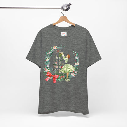 Mahjong Christmas Tee,Vintage Girl, Book Lover, Festive Mahj Gift - Splash of Color Co.
