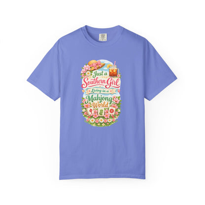 Southern Girl Mahjong T‑Shirt — "Just a Southern Girl Living in a Mahjong World" Floral Tee - Splash of Color Co.