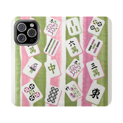 Colorful Mahjong Flip Cases for Phones, Unique Phone Cover, Gift for Gamers, Handheld Device Protection, Stylish Phone Accessory