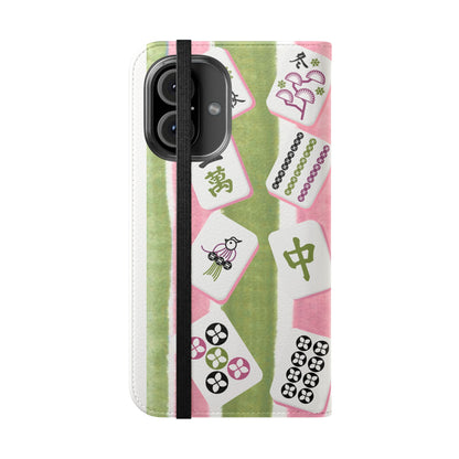 Colorful Mahjong Flip Cases for Phones, Unique Phone Cover, Gift for Gamers, Handheld Device Protection, Stylish Phone Accessory