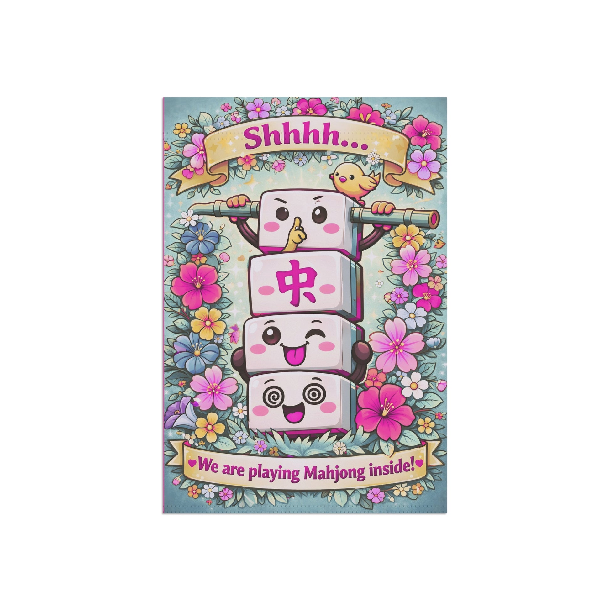Shhhh We Are Playing Mahjong Inside Garden Flag | Garden Banner - Splash of Color Co.