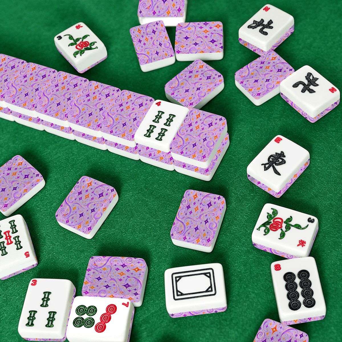Starburst Whimsical Wizard, Purple, Orange American Mahjong Tiles And Carry Case - Splash Of Mahj And Color Co.