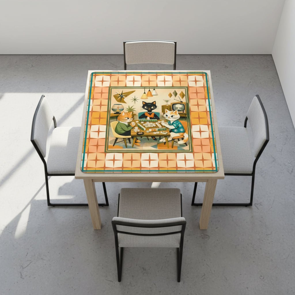 Modcentric Nostalgic Kitty Cats Modern Mahjong Mat - Splash of Color Co.