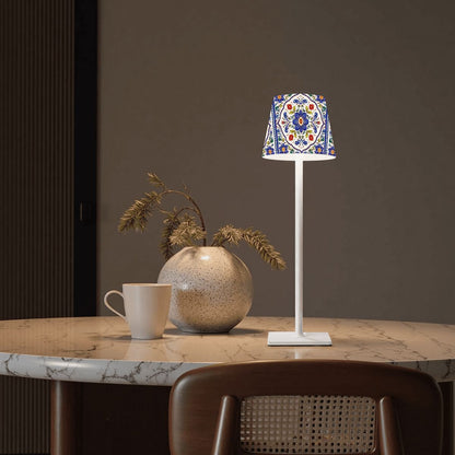 Pottery Porcelein Mahjong LED Cordless Table Lamp - Splash of Color Co.
