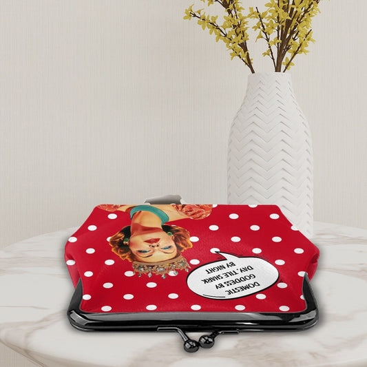 Funny Mahjong Queen Women's Leather Kiss Lock Coin Purse - Splash Of Mahj And Color Co.