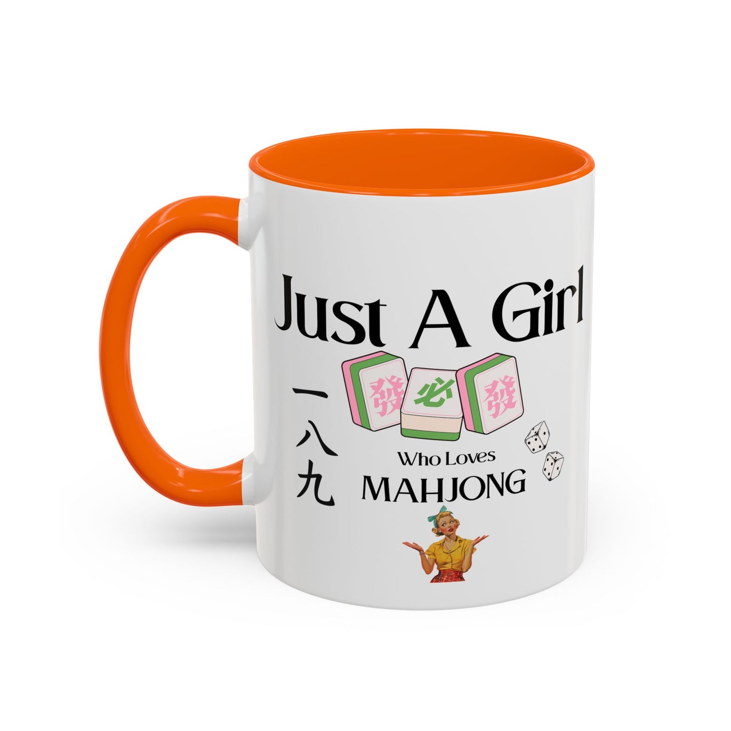 Mahjong Mug - "Just A Girl Who Loves Mahjong" Accent Coffee Mug - Splash of Color Co.