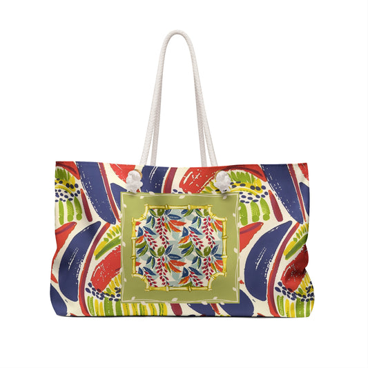 Floral Heritage Vibrant Weekender Bag, Floral Travel Tote, Mahjong Accessory Bag