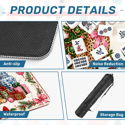 Leopard Luxe Holiday Collection Mahjong Christmas Mat - Splash Of Mahj And Color Co.