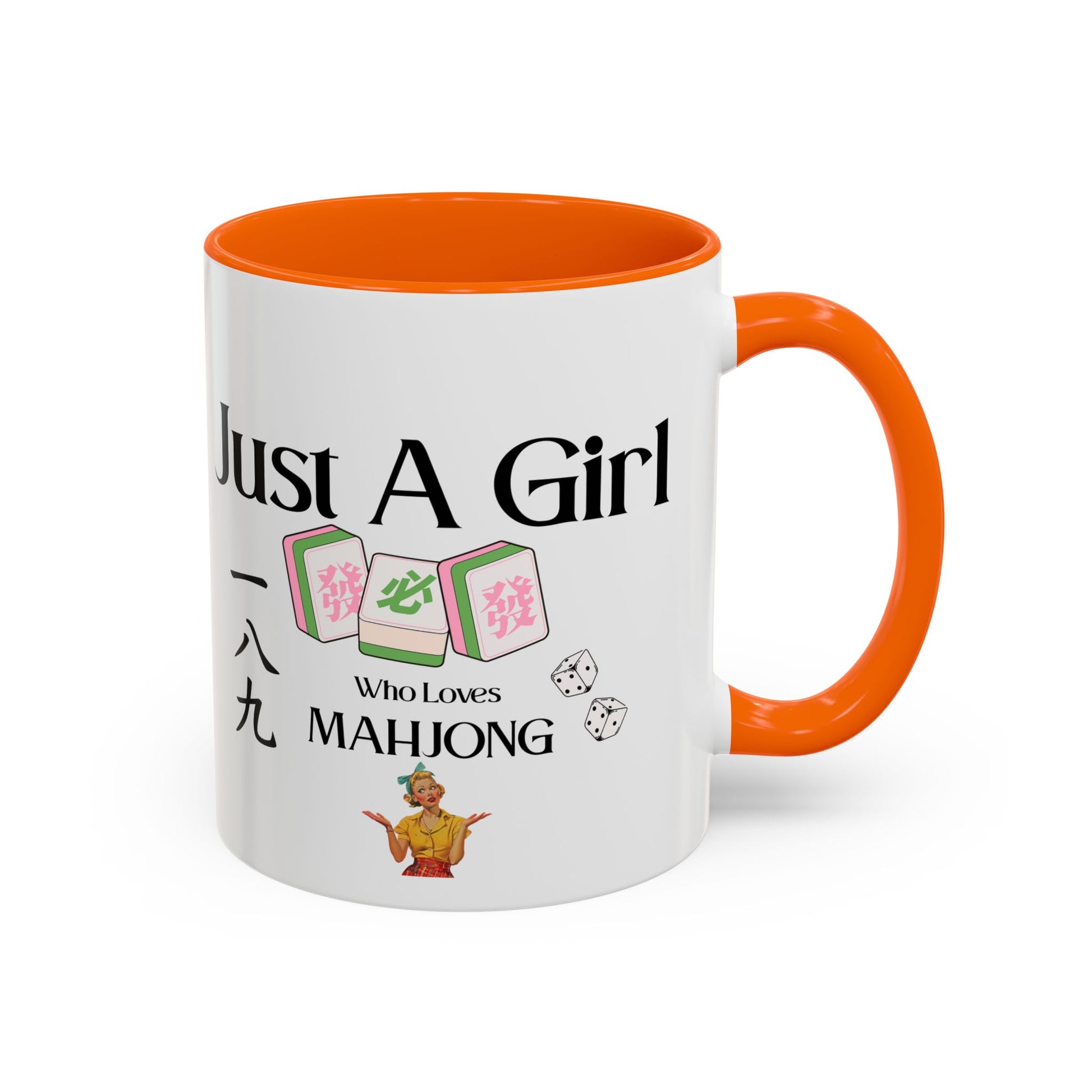 Mahjong Mug - "Just A Girl Who Loves Mahjong" Accent Coffee Mug - Splash of Color Co.