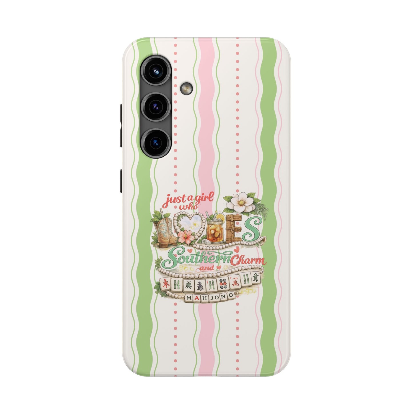Just a Girl, Who Loves Southern Charm and Mahjong Preppy Pastel Phone Cases - Splash of Color Co.