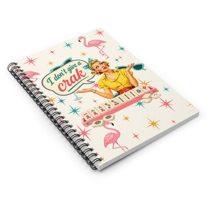 Mahjong Notebook Flamingo Funny "I Don't Give a Crak" Ruled Spiral Journal - Splash Of Mahj And Color Co.