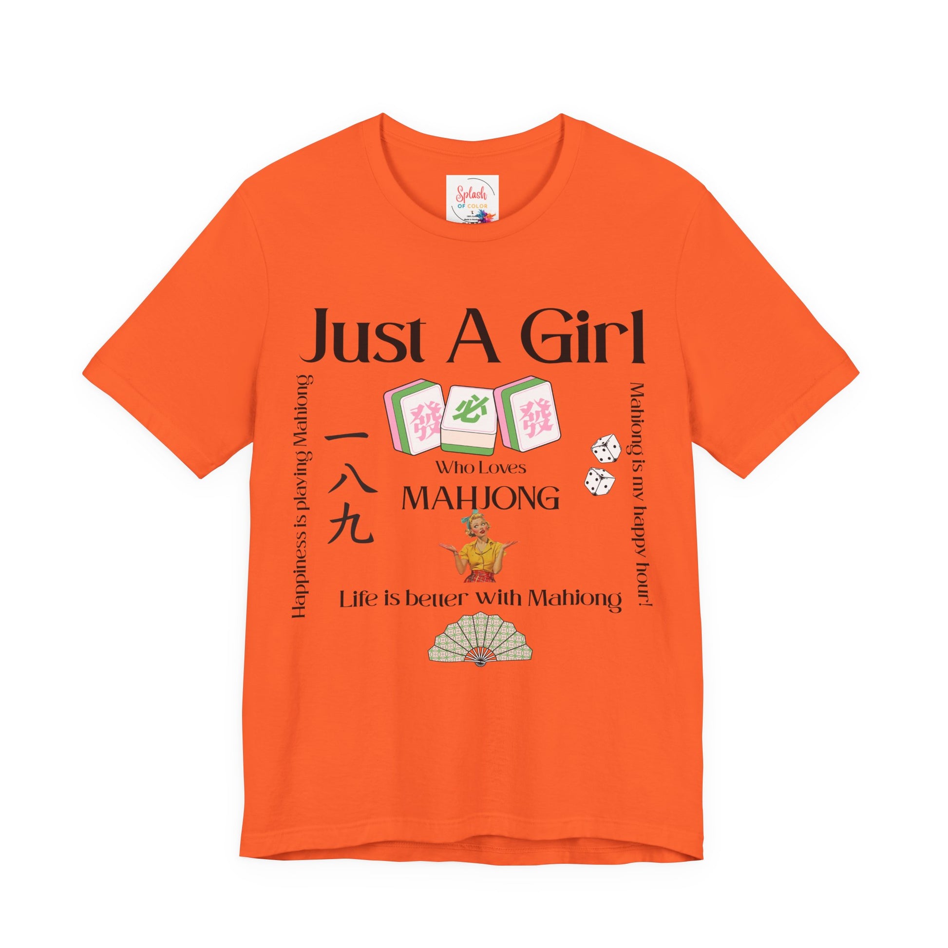 Just A Girl Who Loves Mahjong T-Shirt | Mahjong Tiles, Fan Graphic - Splash of Color Co.