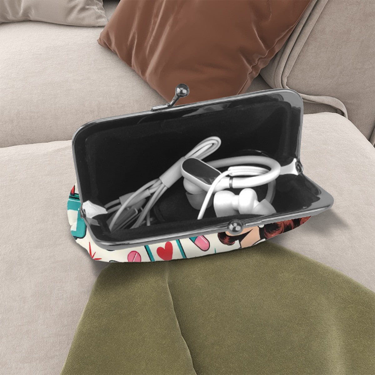 Mahj On Call Healthcare Worker Women's Leather Kiss Lock Coin Purse - Splash Of Mahj And Color Co.