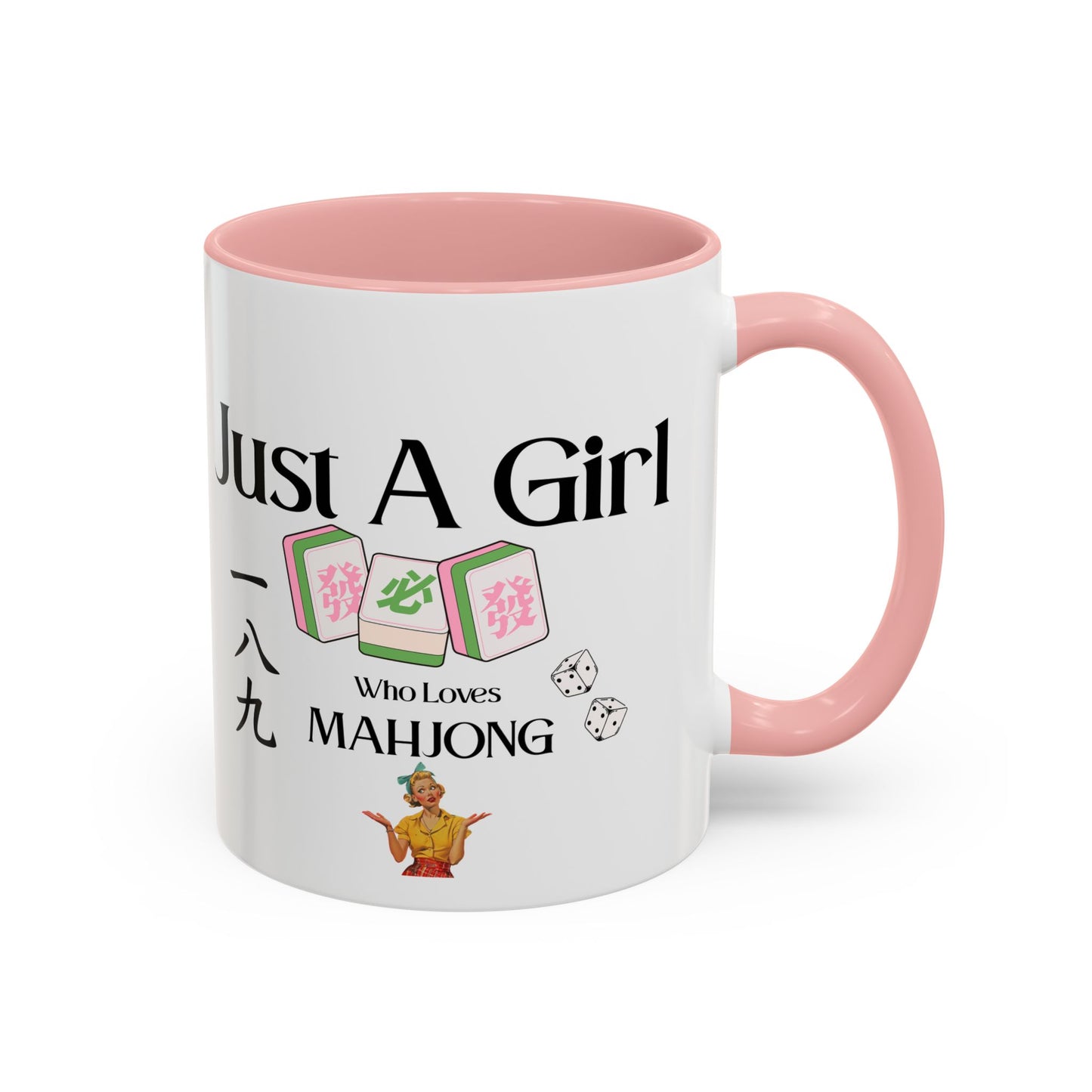 Mahjong Mug - "Just A Girl Who Loves Mahjong" Accent Coffee Mug - Splash of Color Co.