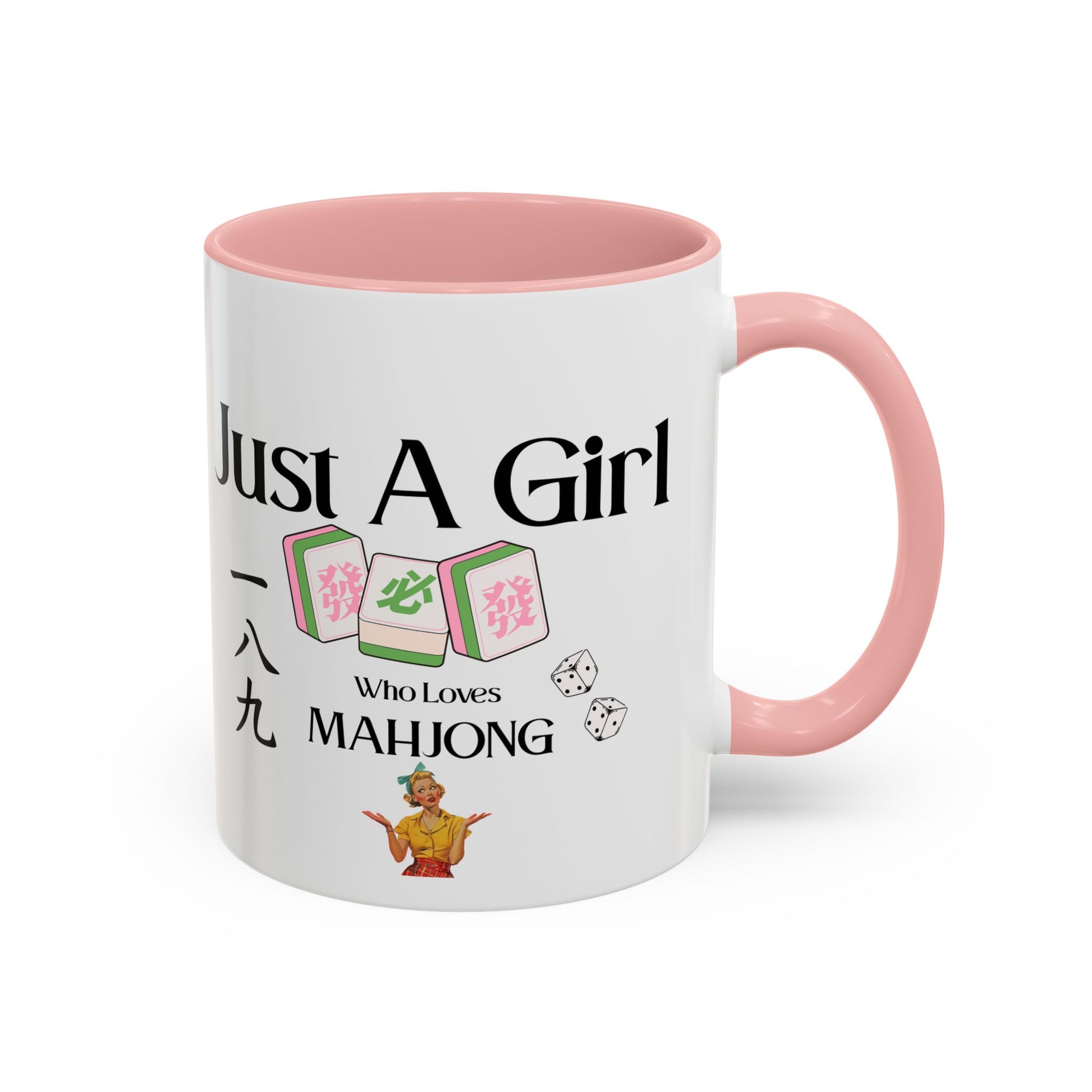 Mahjong Mug - "Just A Girl Who Loves Mahjong" Accent Coffee Mug - Splash of Color Co.