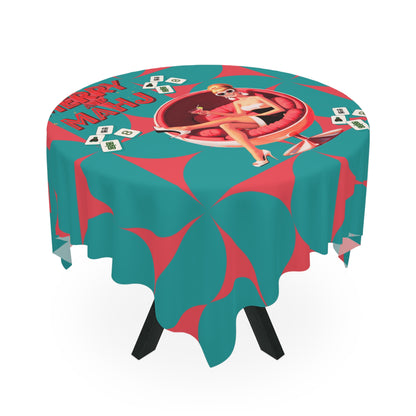 Mahjong Christmas Tablecloth Fashionable Nostalgic  Holiday Tablecloth: Merry and Mahj