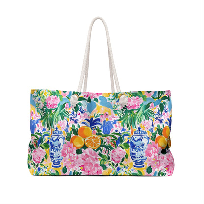 Chinoiserie Floral Mahjong Tiles Tote Bag - Splash of Color Co.