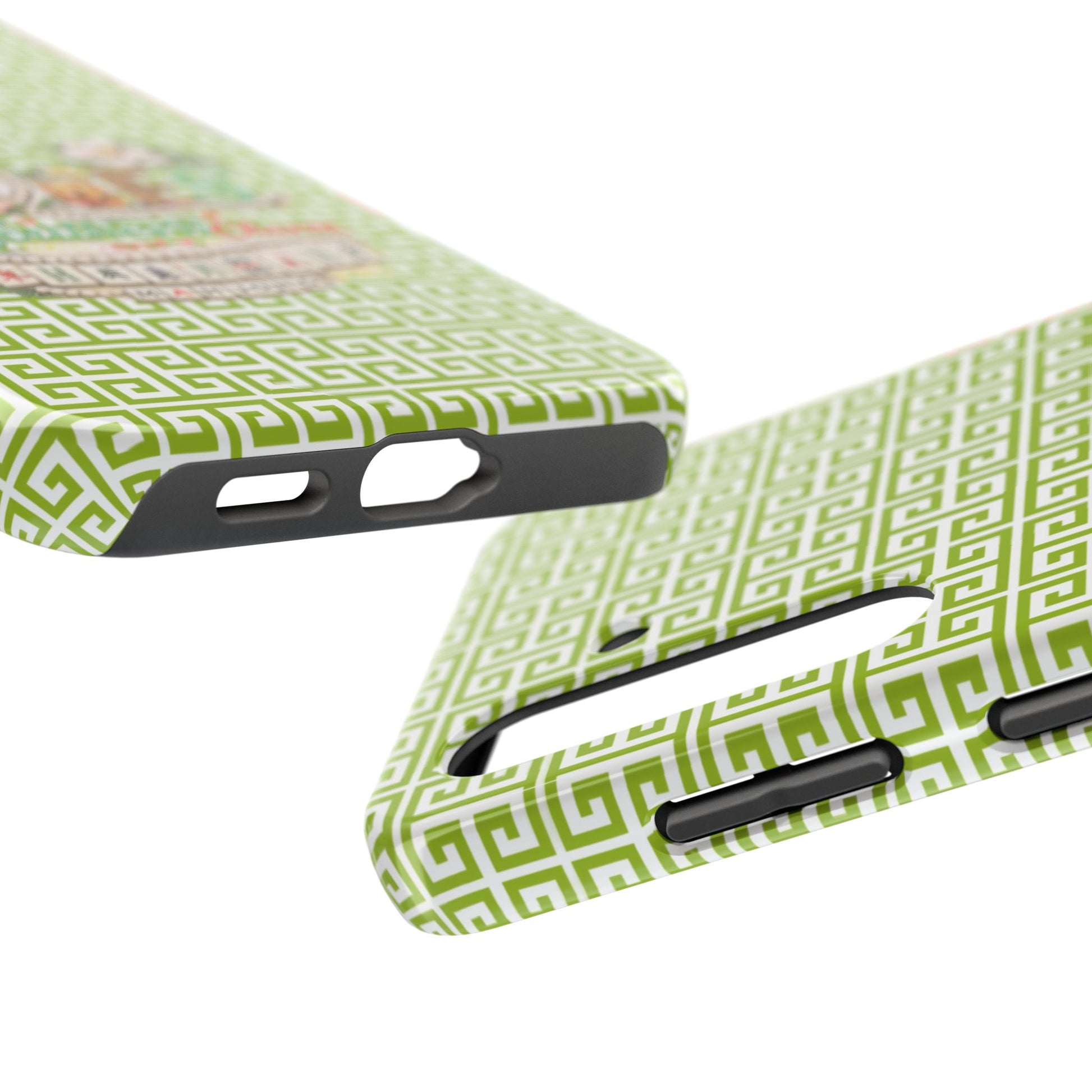 Mahjong Floral Pattern Just A Girl Who Loves Southern Charm and Mahjong Phone Case | Green Geometric Background - Splash of Color Co.