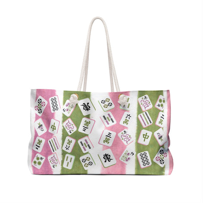 Charming Mahjong Tote Bag Weekender Bag, Stylish Travel Tote, Unique Gift for Gamers, Perfect for Weekend Getaways, Trendy Gym Bag