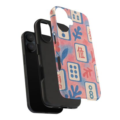 Mahjong Phone Case, Pink Pastel Blue Mahj Lover Mahjong Tile Phone Case