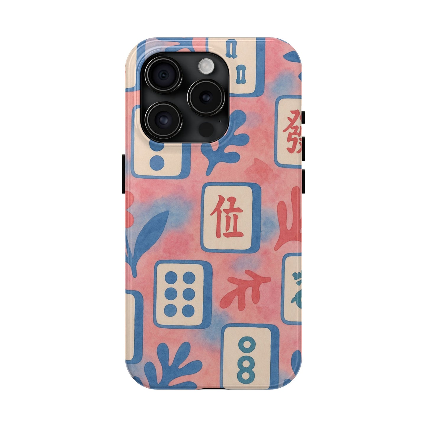 Mahjong Phone Case, Pink Pastel Blue Mahj Lover Mahjong Tile Phone Case