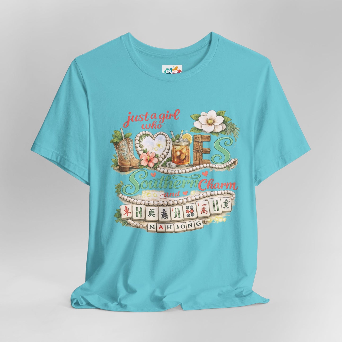 Just a Girl Who Loves Southern Charm Mahjong tee | Floral Mahjong Tiles Shirt - Splash of Color Co.