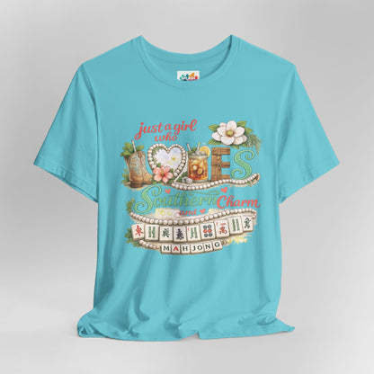 Just a Girl Who Loves Southern Charm Mahjong tee | Floral Mahjong Tiles Shirt - Splash of Color Co.