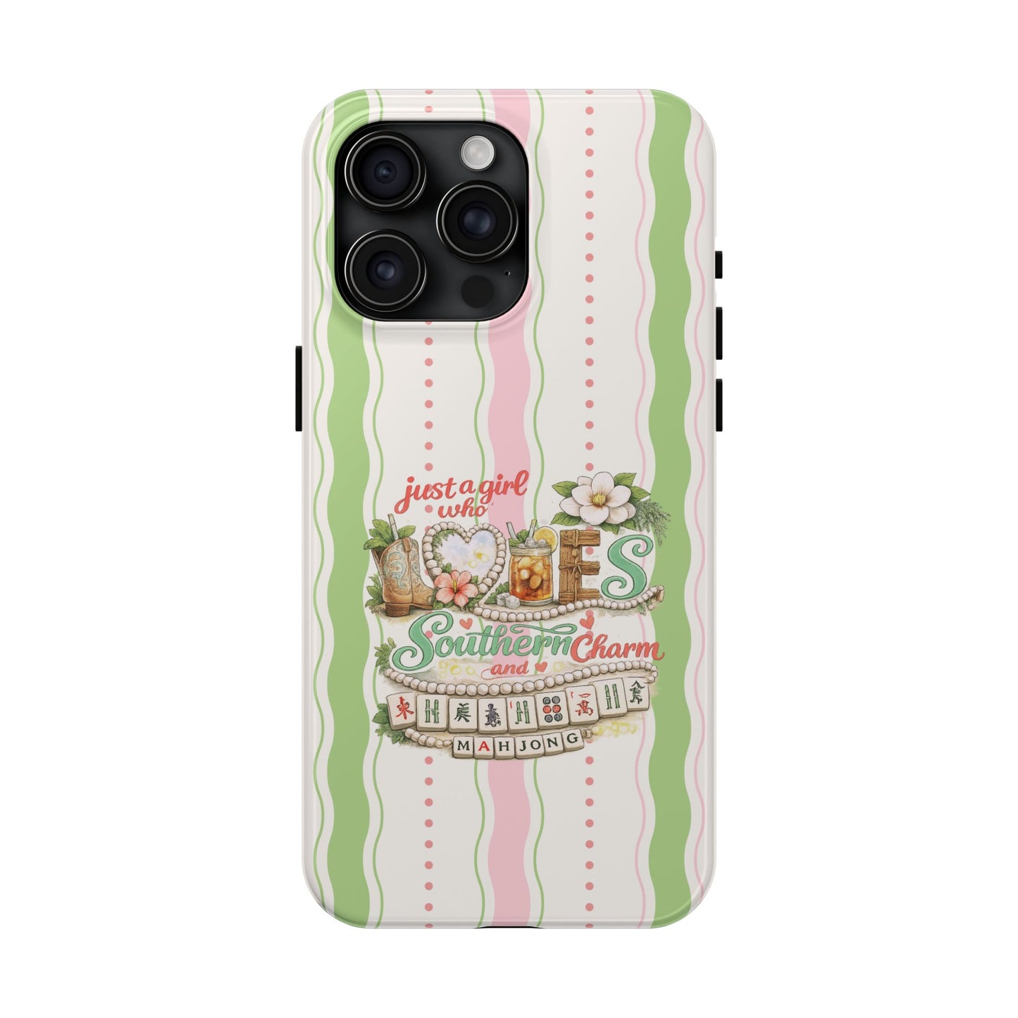 Just a Girl, Who Loves Southern Charm and Mahjong Preppy Pastel Phone Cases - Splash of Color Co.