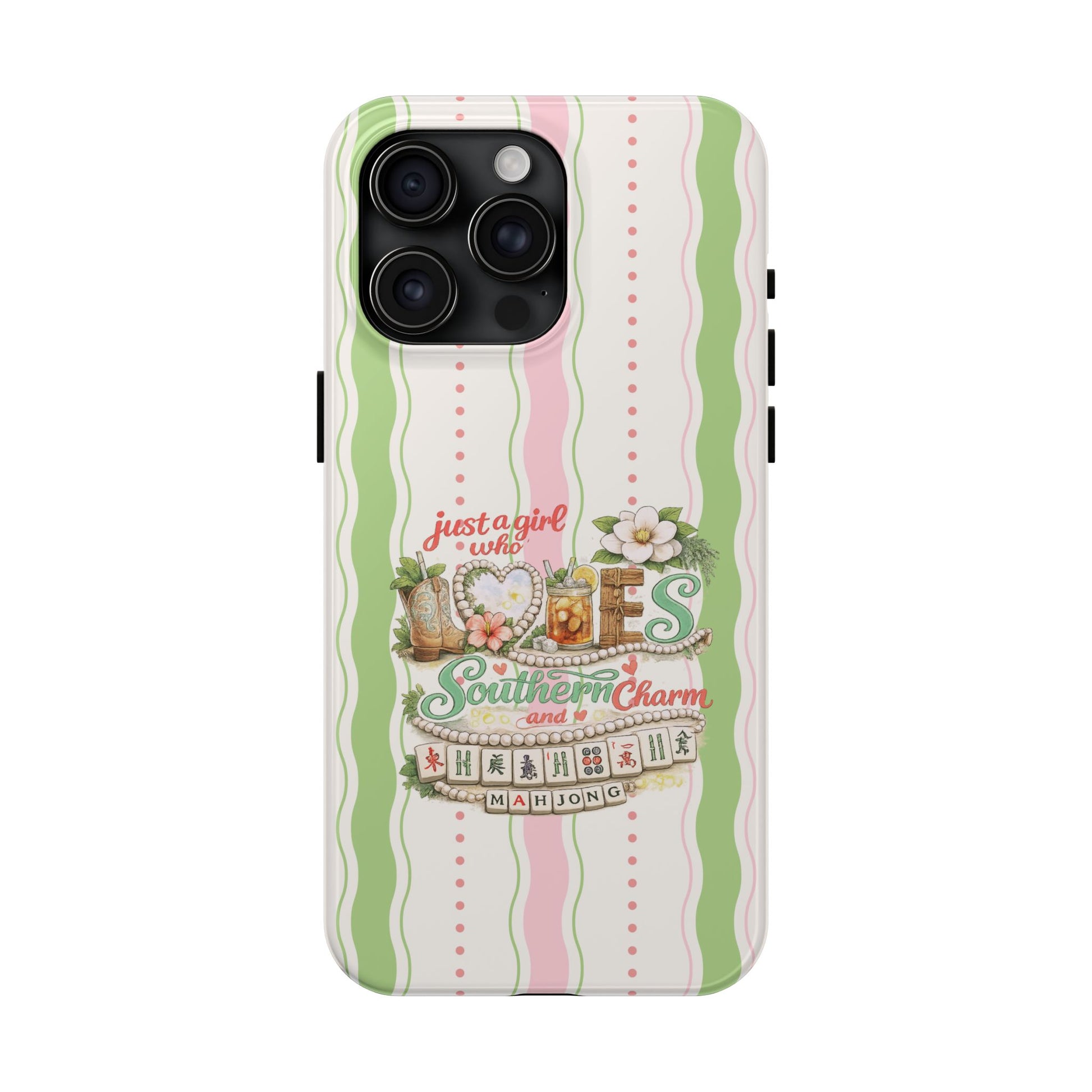 Just a Girl, Who Loves Southern Charm and Mahjong Preppy Pastel Phone Cases - Splash of Color Co.