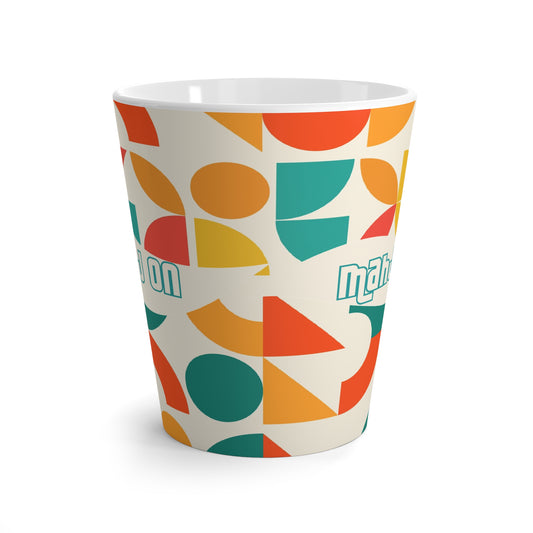 Mahj On Mahjong Lover Colorful Geometric Latte Mug, Orange, Teal, Yellow Mahj Gift