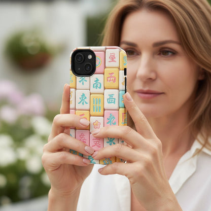 Pastel Mahjong Tile Phone Case | Cute Asian Game Pattern, Durable Protective Case - Splash of Color Co.