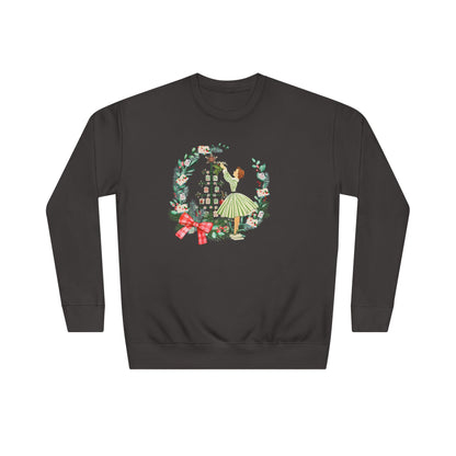 Mahjong Christmas Sweater, Vintage Holiday Wreath Sweatshirt, Books And Mahj Festive Apparel - Splash of Color Co.