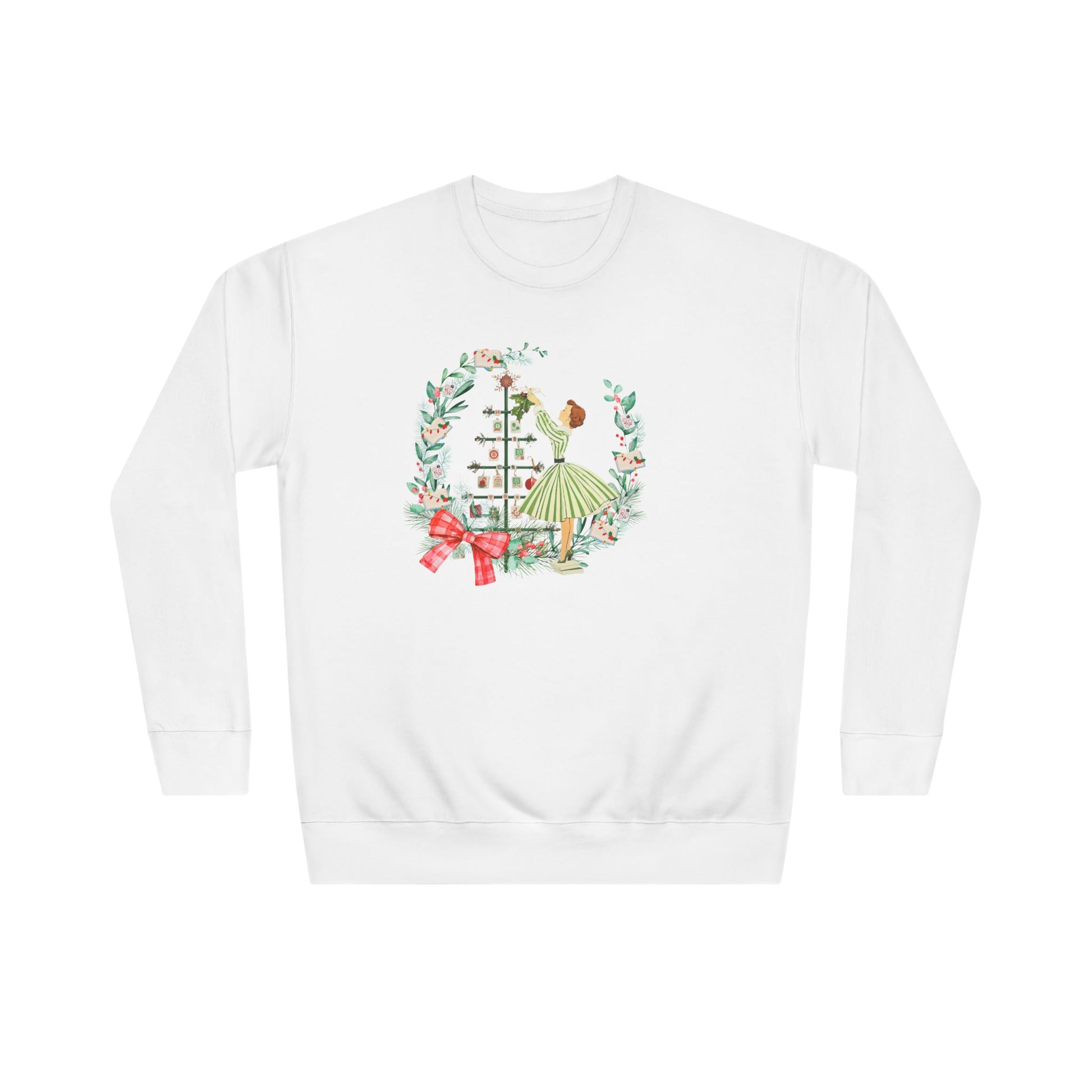 Mahjong Christmas Sweater, Vintage Holiday Wreath Sweatshirt, Books And Mahj Festive Apparel - Splash of Color Co.