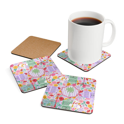 Charleston South Carolina Floral Palm Cork Coaster Set - Splash of Color Co.