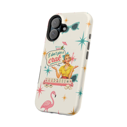 Funny Mahjong Tropical Flamingo Phone Case — “I Don’t Give a Crak” Magnetic Impact-Resistant Case