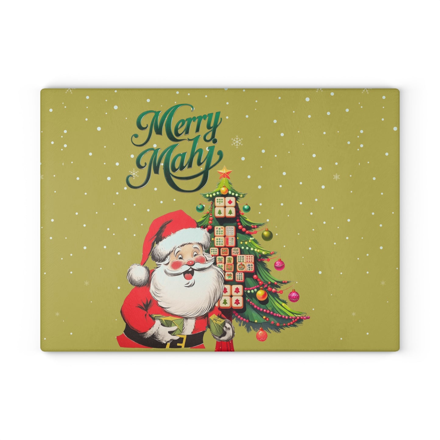 Mahjong Christmas Jolly Santa Merry Mahj Serving Cutting Board