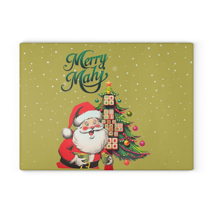 Mahjong Christmas Jolly Santa Merry Mahj Serving Cutting Board