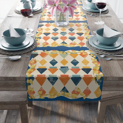 Modern Mazel Jewish Designed Table Runner — Geometric Designed Decor - Splash of Color Co.