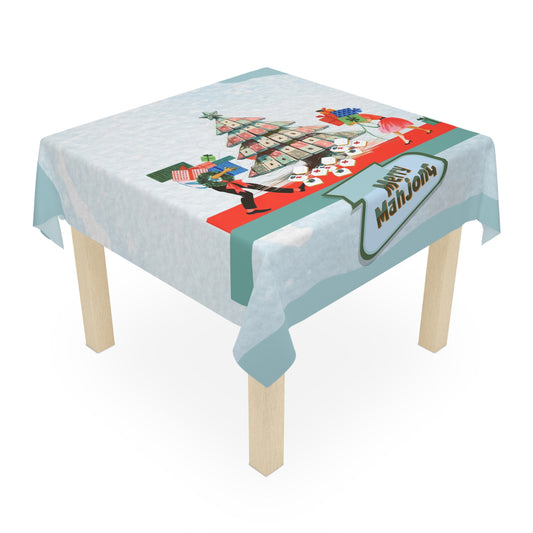 Christmas Mahjong Tablecloth - Merry Mahjong Decorative Cover for Holiday Gatherings, Game Nights, Christmas Decor