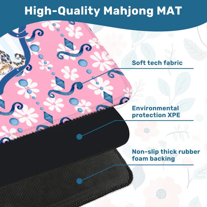 Charleston Cheetah Preppy Pink Floral Mahjong Mat - Splash of Color Co.