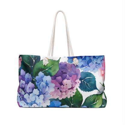 Hydrangea Floral Mahjong Tote Bag Weekender Bag | Watercolor Blue Pink Purple - Splash of Color Co.