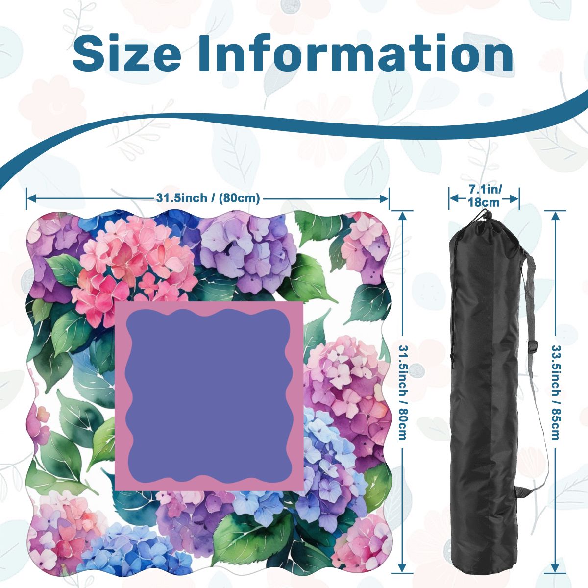 Watercolor Blooming Hydrangeas Scalloped Mahjong Mat - Splash of Color Co.