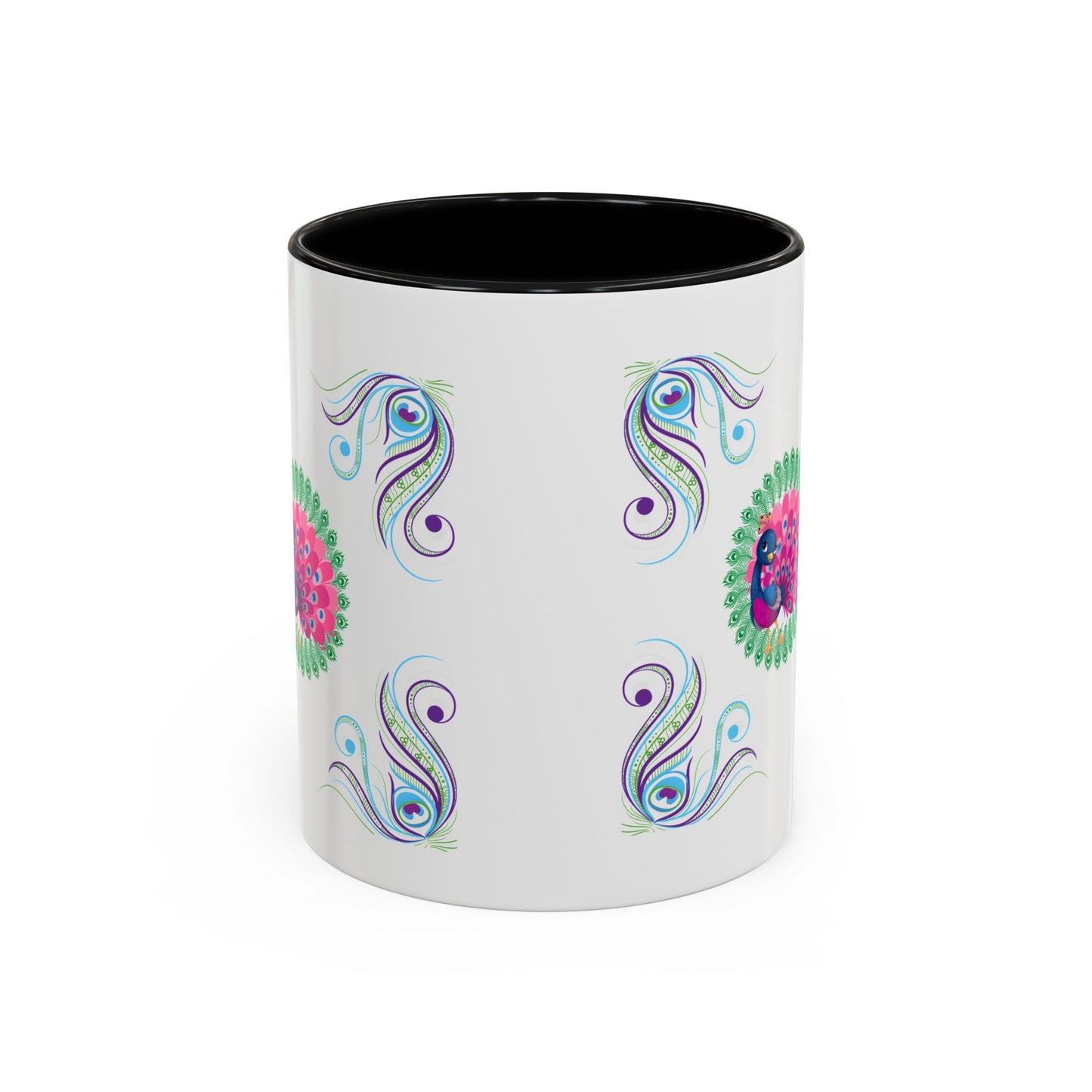 Preppy Peacock Whimsical Pink Green, Purple Coffee Mug - Splash of Color Co.