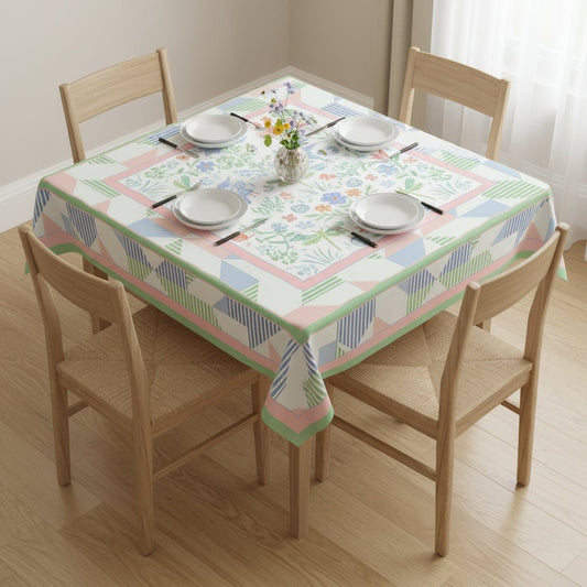 Garden Of Eden Floral Bird Tablecloth | Pastel Garden Table Linen, Spring Decor - Splash of Color Co.