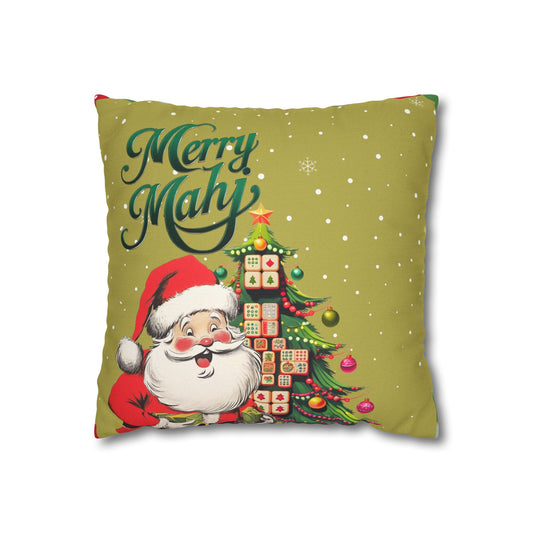 Merry Mahj Mahjong Christmas Festive Pillowcase, Whimsical Holiday Accent Pillowcase