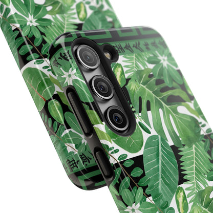 Tropical Mahjong Phone Case Tough Phone Case, Monstera Boho Style