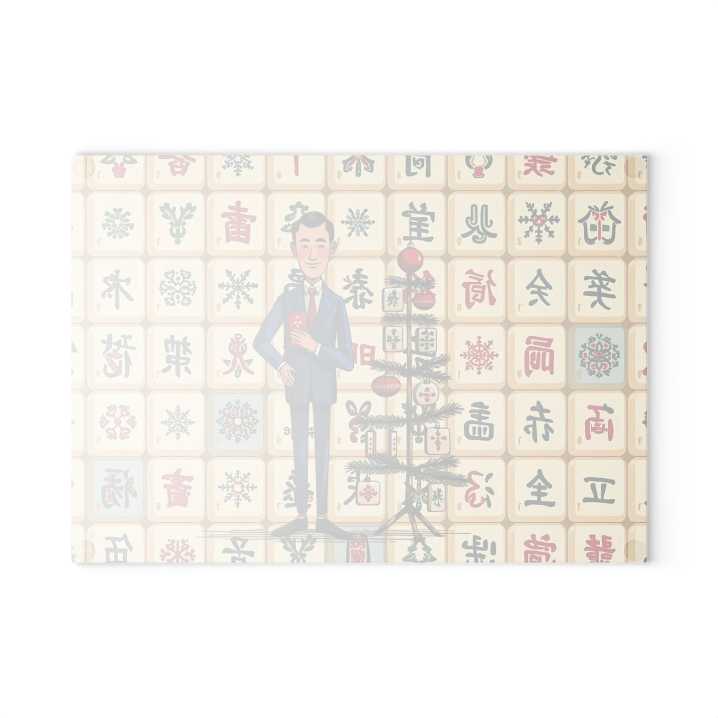 The Lance Of Mahjong Festive Christmas Mahjong Chacuterie Entertaining Cheese Glass Cutting Board - Splash of Color Co.