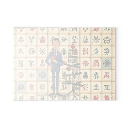 The Lance Of Mahjong Festive Christmas Mahjong Chacuterie Entertaining Cheese Glass Cutting Board - Splash of Color Co.